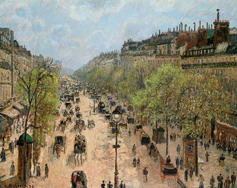 Boulevard Montmartre, Morning, Grey Day od Camille Pissarro