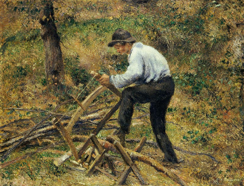 Der Vater beim Holzsägen, Pontoise od Camille Pissarro