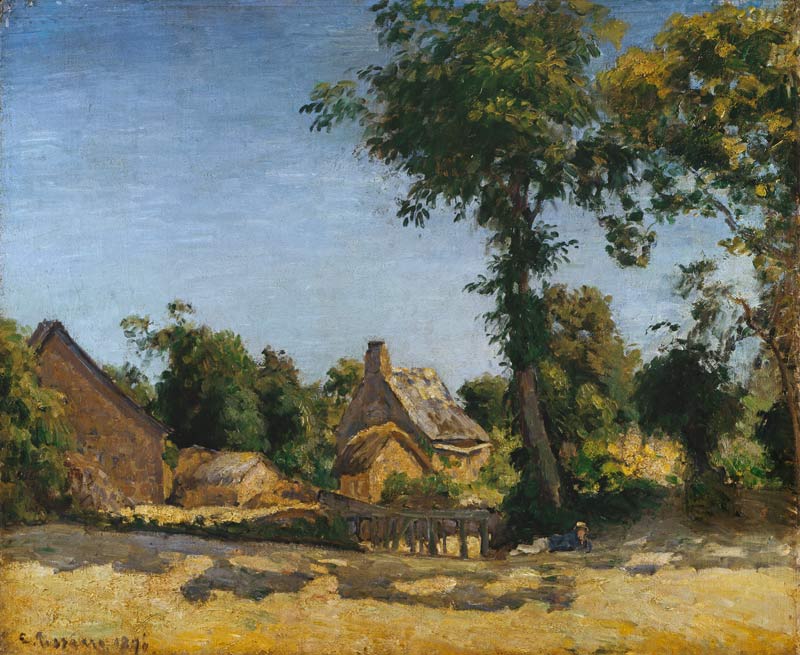 C.Pissarro, Landschaft (Dorf Melleraye) od Camille Pissarro
