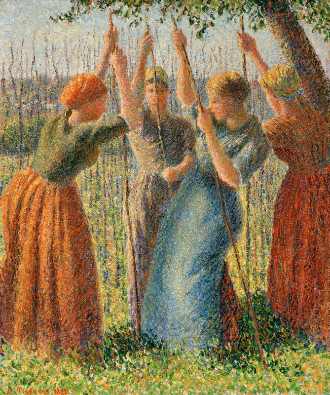 Farmers setting barres od Camille Pissarro