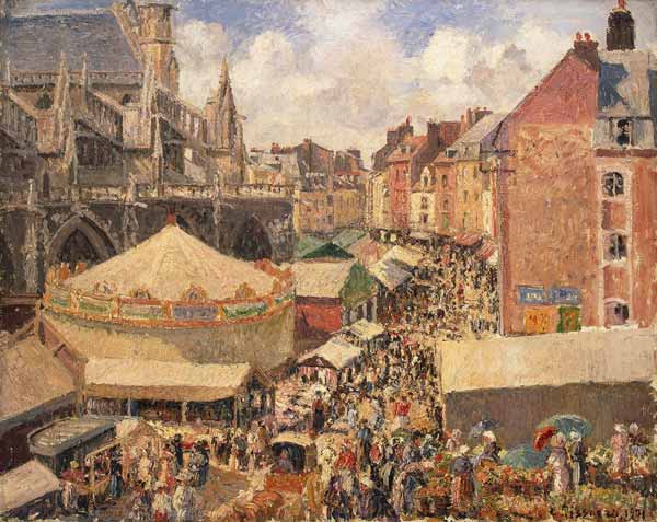 The Fair in Dieppe, Sunny Morning od Camille Pissarro