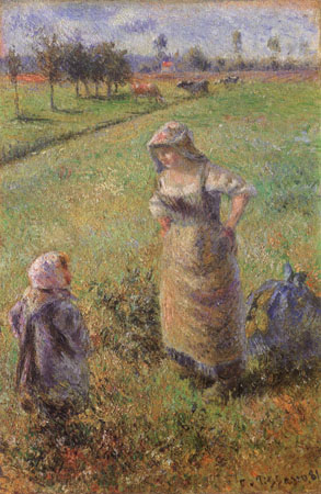 Farmer and child in the field, Pontoise od Camille Pissarro