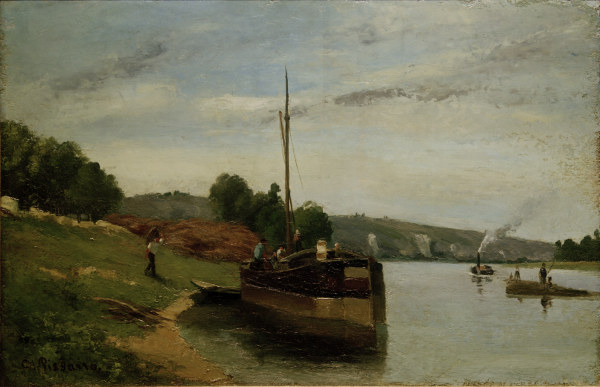 Camille Pissarro,Lastkähne auf der Seine od Camille Pissarro