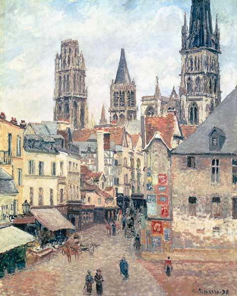 Rue de l'epicerie at Rouen, on a Grey Morning od Camille Pissarro