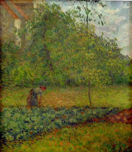 C.Pissarro, Gemüsegarten mit Bäuerin... od Camille Pissarro