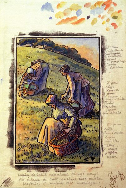 C.Pissarro, Kraeuter suchende Frauen od Camille Pissarro