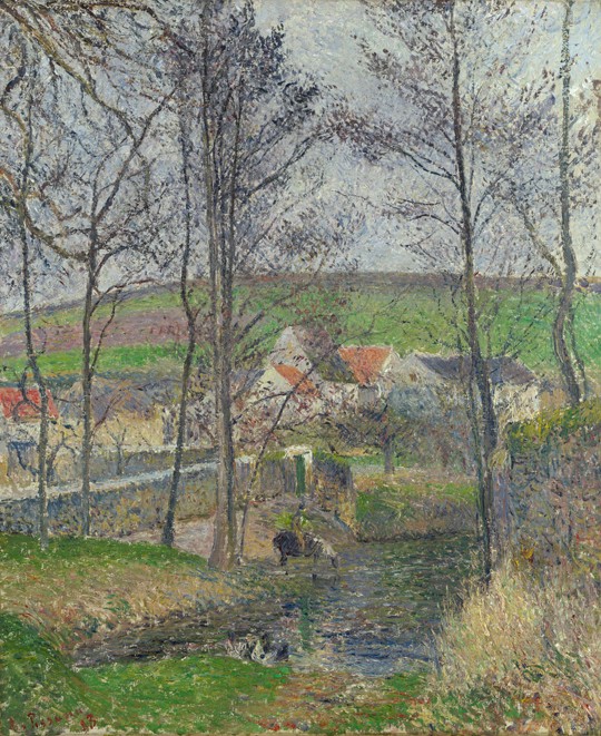 The banks of the Viosne at Osny in grey weather od Camille Pissarro