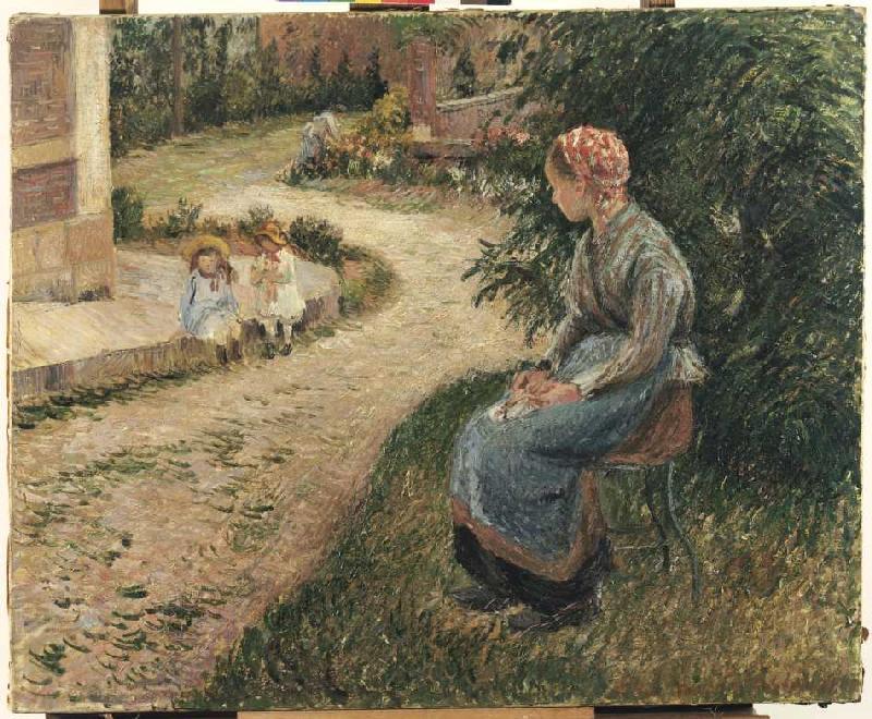Nanny in the garden of Eragny. od Camille Pissarro