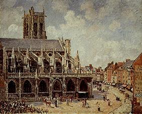 The church piece of Jacques in Dieppe in the morning od Camille Pissarro