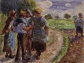 Small chat on the way to the fieldwork. od Camille Pissarro