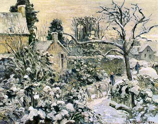 Effect of Snow with Cows at Montfoucault od Camille Pissarro