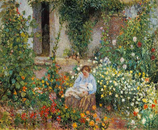 Mother and Child in the Flowers od Camille Pissarro