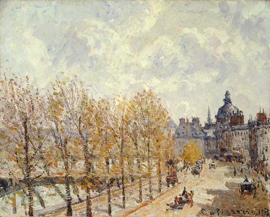 The Malaquais Quay in the Morning, Sunny Weather od Camille Pissarro