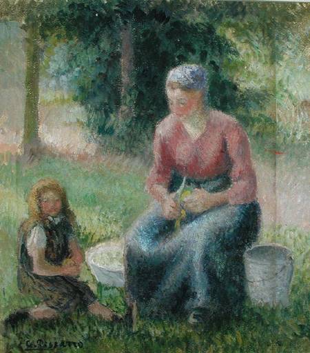 Peasant Woman and her Little Girl od Camille Pissarro
