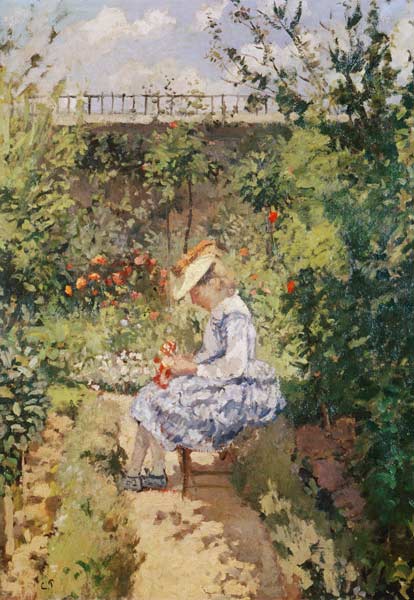 Girl in a Garden od Camille Pissarro