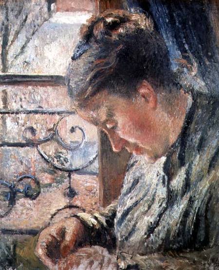 Portrait of Madame Pissarro Sewing od Camille Pissarro