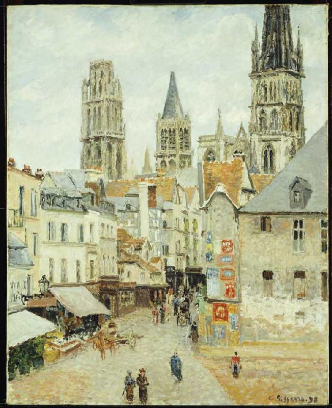 Rue de L'Epicerie in Rouen an einem bedeckten Morgen od Camille Pissarro