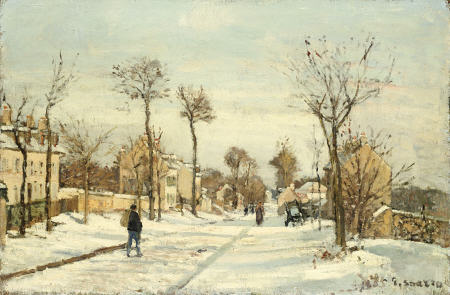 Snowy Road, Louveciennes od Camille Pissarro