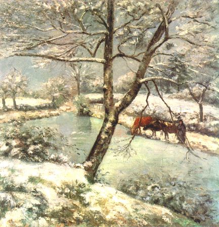 Winter in Montfoucault, snow atmosphere od Camille Pissarro