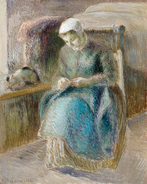 Woman Sewing od Camille Pissarro