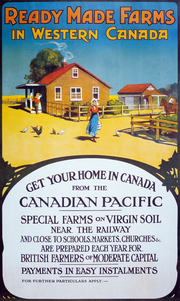 Poster advertising 'Ready made farms in Western Canada', c.1900 (colour litho) od Canadian School (20th Century)