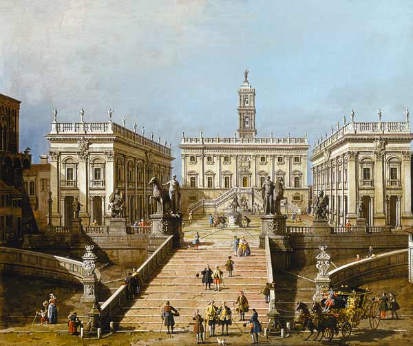 Rome, staircase to the Campodoglio. od Giovanni Antonio Canal (Canaletto)