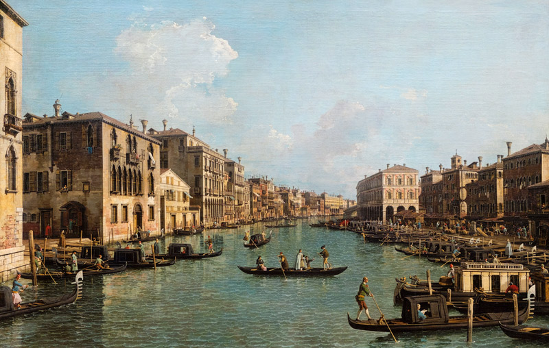 The Canal grandee in a southeasterly direction to the Rialtobrücke od Giovanni Antonio Canal (Canaletto)