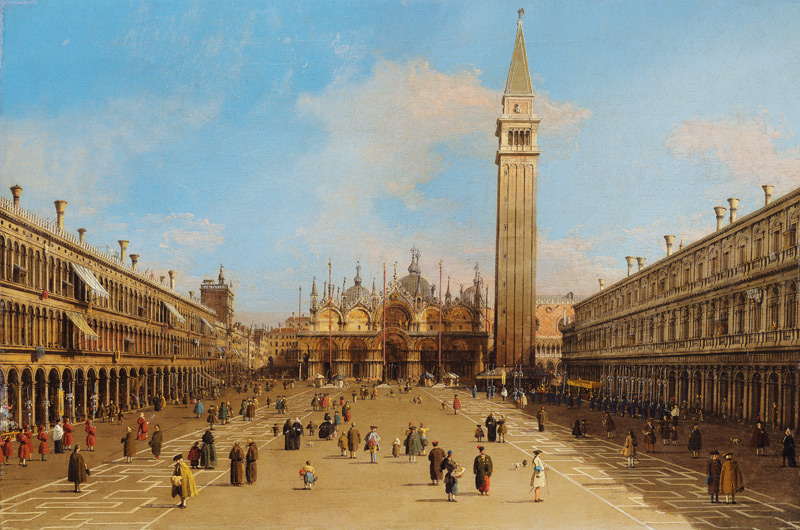 Piazza San Marco looking towards the Basilica di San Marco (oil on canvas) od Giovanni Antonio Canal (Canaletto)