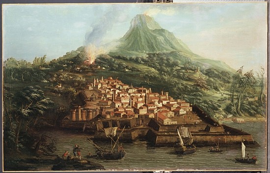 A volcanic island with a harbour and shipping (see also 335991) od Giovanni Antonio Canal (Canaletto)