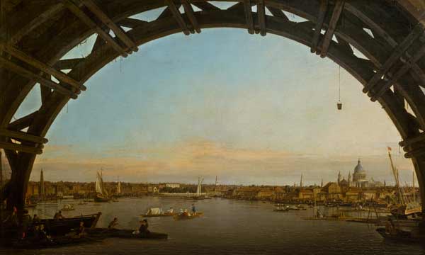 London seen through an arch of Westminster Bridge od Giovanni Antonio Canal (Canaletto)