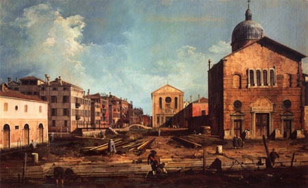 The Campo San Guiseppe di Castello and the chiesa San Niccolò di Castello od Giovanni Antonio Canal (Canaletto)