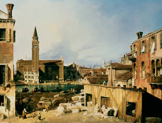 The court the stonemasons od Giovanni Antonio Canal (Canaletto)