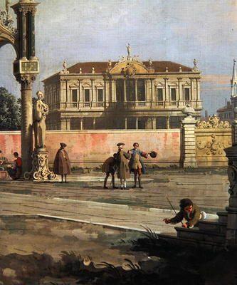 Detail of a Town House and a public square (oil on canvas) od Giovanni Antonio Canal (Canaletto)