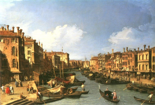 Grand Canal: looking South west from The Rialto bridge to The Palazzo Fosari od Giovanni Antonio Canal (Canaletto)