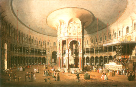 The inside of the rotunda of the Ranelagh House in London od Giovanni Antonio Canal (Canaletto)