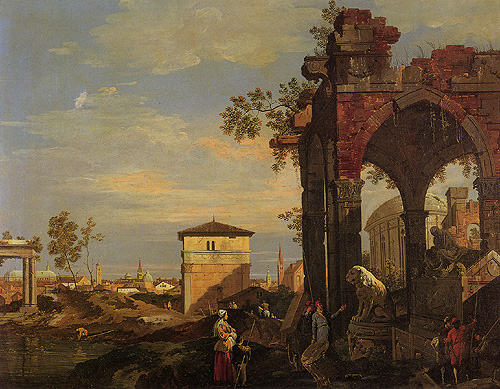 Landscape with ruins od Giovanni Antonio Canal (Canaletto)