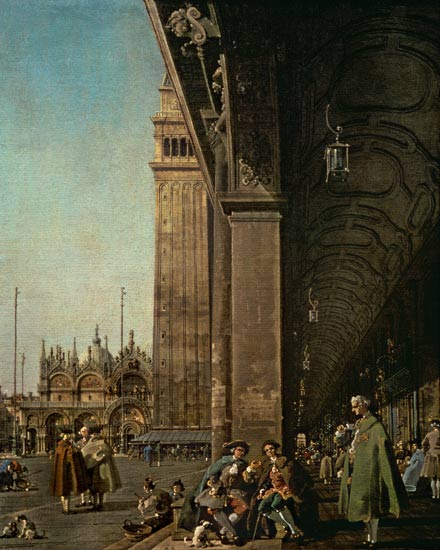Piazza di San Marco: looking East from the South West Corner and the Colonnade of the Procuratie Nuo od Giovanni Antonio Canal (Canaletto)