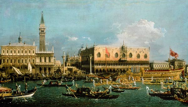 The Bucintoro at the Molo on Ascension Day od Giovanni Antonio Canal (Canaletto)