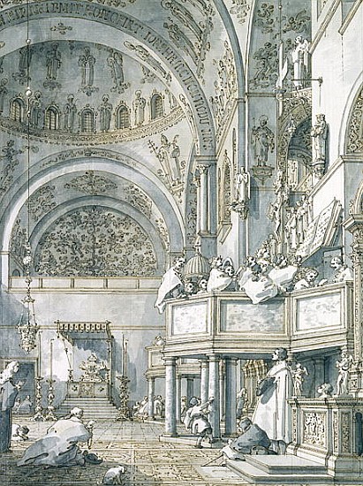 The Choir Singing in St. Mark''s Basilica, Venice od Giovanni Antonio Canal (Canaletto)