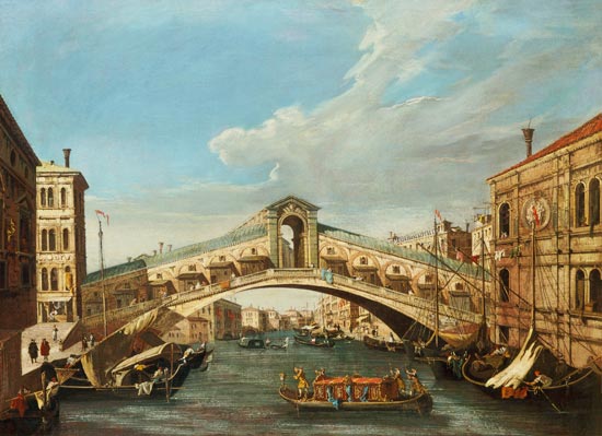 The Rialto Bridge, Venice od Giovanni Antonio Canal (Canaletto)