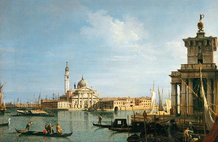 The Island of San Giorgio Maggiore, Venice, with the Punta della Dogana and numerous vessels
