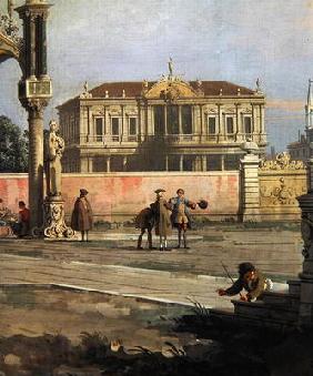 Detail of a Town House and a public square (oil on canvas)