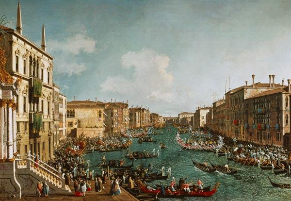 The regatta on Canale grandee in front of the palais Ca'Foscari.