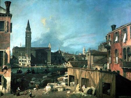 Venice: Campo San Vidal and Santa Maria della Carita (The Stonemason's Yard) od Giovanni Antonio Canal (Canaletto)