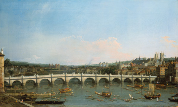 Westminster Bridge from the North with Lambeth Palace in distance od Giovanni Antonio Canal (Canaletto)