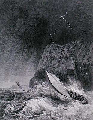 The boats off Walden Island in a snow storm, August 12th 1827, from 'Journal of a Third Voyage for t od Captain George Francis Lyon