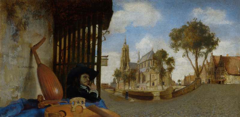 A View of Delft, with a Musical Instrument Seller's Stall od Carel Fabritius