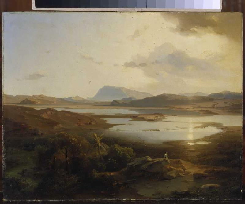 The Kopais lake in Böotien with the Parnass. od Carl Anton Joseph Rottmann