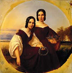 Two girls in front of a summery landscape. od Carl Begas d. Ä.