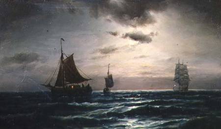 Shipping in Moonlit Waters od Carl Bille